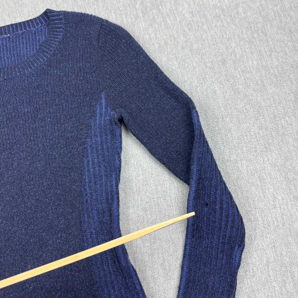 Lululemon Sweater Womens 2 Blue Feeling Balanced Knit Pullover Merino Wool Soft‎